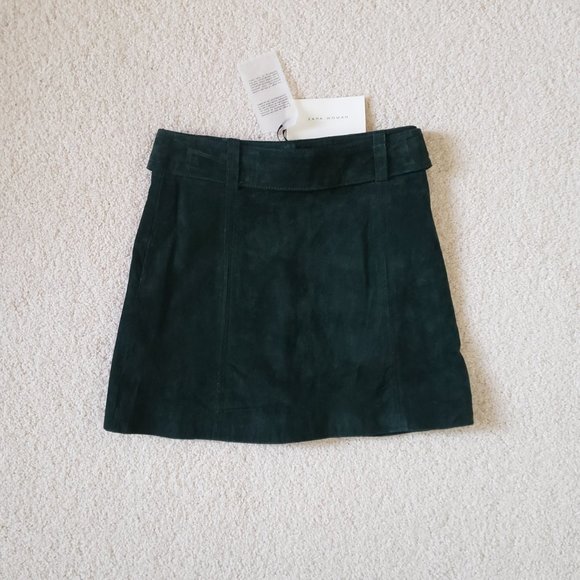100% GENUINE LEATHER GREEN SKIRTS - ZARA - Picture 5 of 11